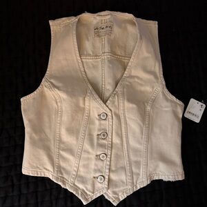 Free People Cream Button Down Vest